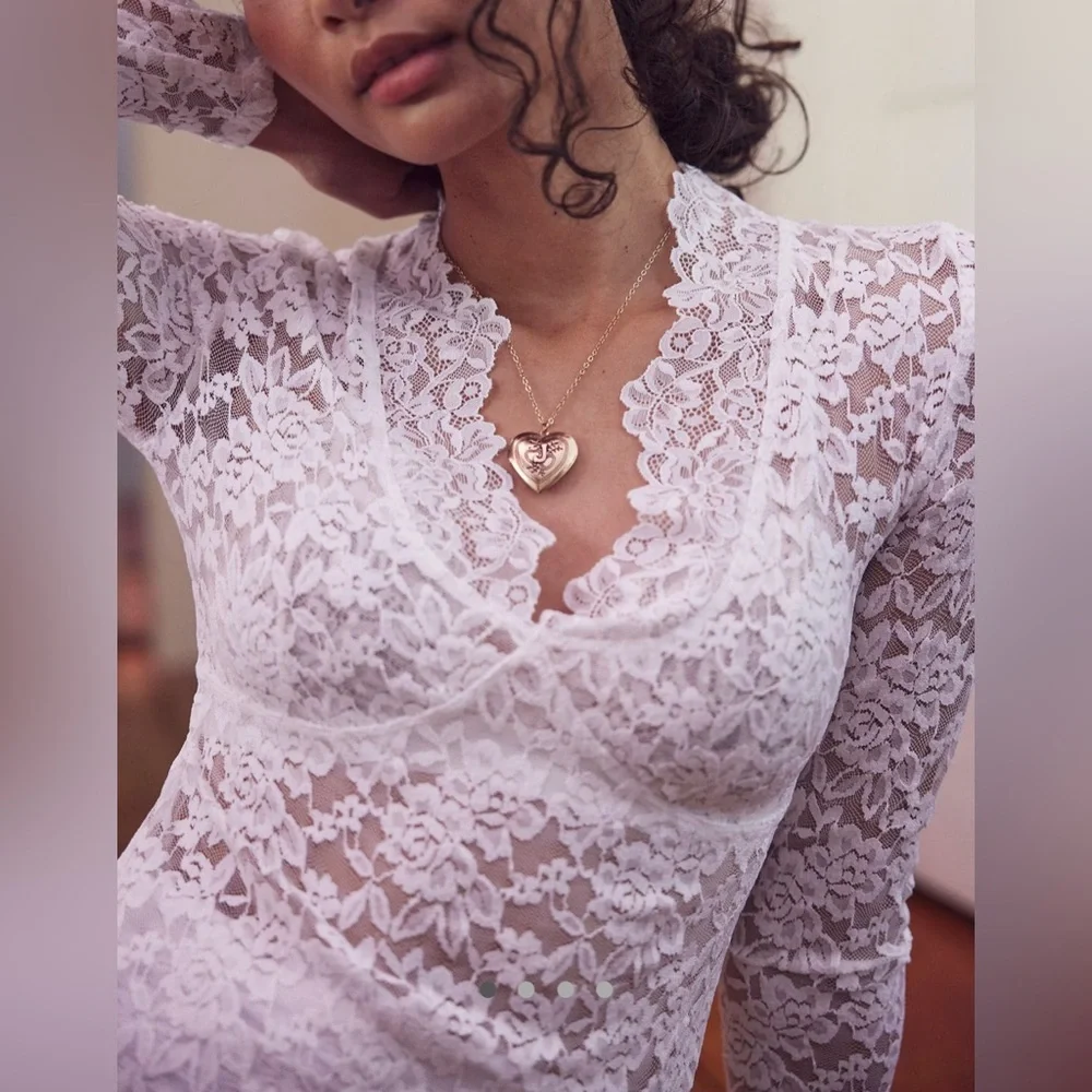 Free People All Day Lace Long Sleeve Top